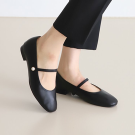 [GIRLS GOOB] Women's Comfortable Slip-On Perl Strap Flat, Fashion Loafers, Ballet Shoes, Synthetic Leather - Made in KOREA
